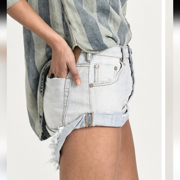 NWT One teaspoon Brando Bandits Mid Waist Denim Shorts Size 28 button fly - Picture 3 of 11